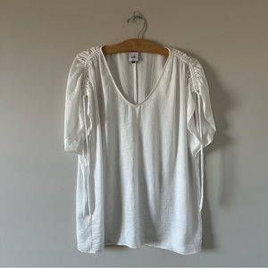 Cabi Poly Satin Cinch Sleeve Blouse